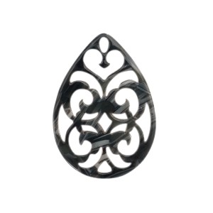 Resin Anhänger, marmoriert, Barock, Tropfen, Jeans Blue, 38x26mm