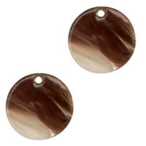 Resin Anhänger, rund, Mixed Brown, 12mm
