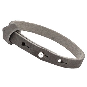 Cuoio Armband, 8mm, Leder, Dunkelgrau, 23cm
