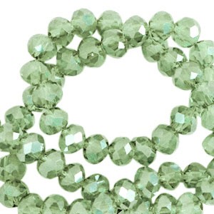 Schliffperlen, Rondelle, Citrus-Green-Pearl Shine coating, 4x3mm
