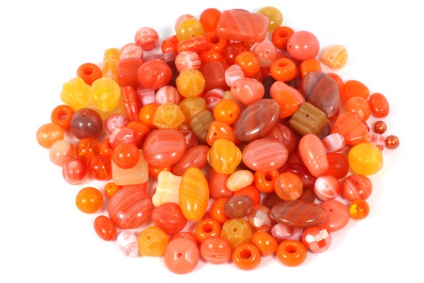 Perlenmischung, böhmisch, Orange, 100 Gramm