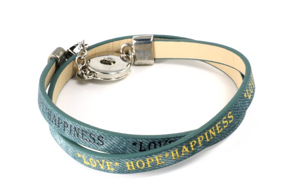 Wickelarmband für 1 Druckknopf, Türkis, 55cm