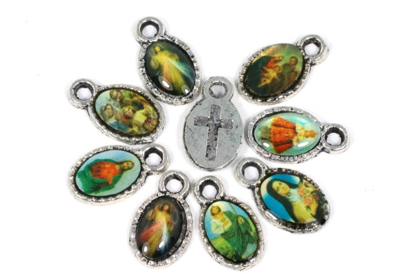 Anhänger, Religiös, oval, Antik Silberfarben, 14mm