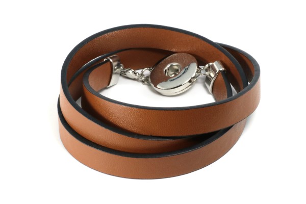 Wickelarmband für 1 Druckknopf, Braun, 59cm