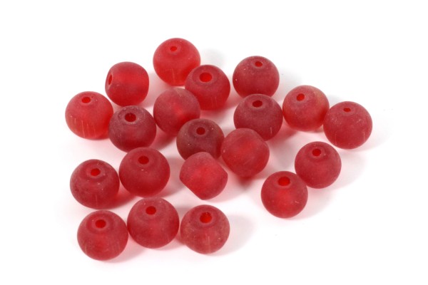 Glasperlen, mattiert, Rot, 10mm