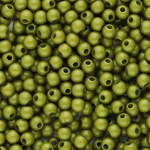 Bastelperlen, Acryl, rund, Olive Green, shiny, glänzend, 4mm