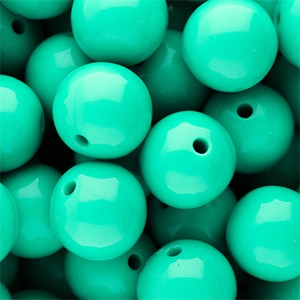 Acrylperlen, rund, Aquagrün, shiny, glänzend, 16mm