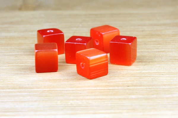Cateye Würfel, Orange, 8x8mm