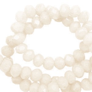 Rondelle aus Glas, facettiert, Soft White-Pearl Shine coating, 4x3mm