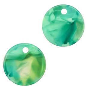Resinanhänger, rund, Turquoise-Green, 12mm
