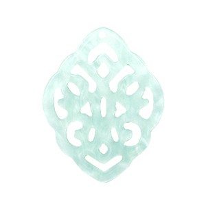 Resin Anhänger Rhombus im Barock-Stil – Aquablau (Bleached Aqua), 42 x 32 mm