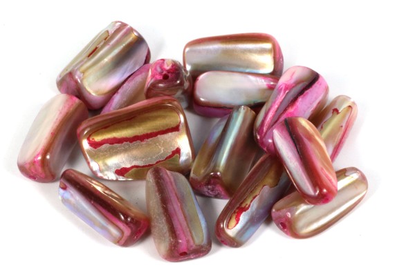 Muschelperlen, Stäbchen, Rosa, ca. 14x6mm