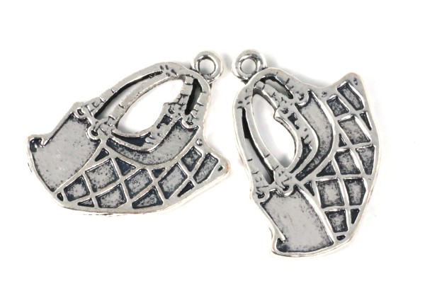Anhänger, Tasche, Antik Silberfarben, 28x24mm