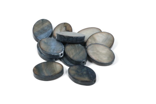 Muschelperlen, Ovale, Schwarz, 13x9mm