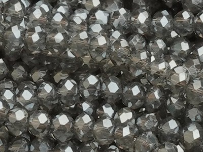 Schliffperlen, Rondelle, Grau, 2.0x2.6mm, ca. 150 Stück per Strang