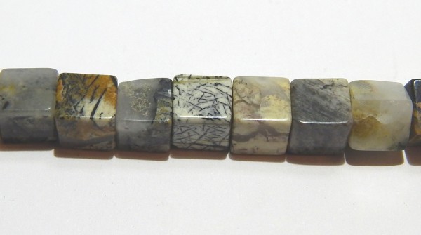 Silverleaf Achat, Würfel, 6x6mm