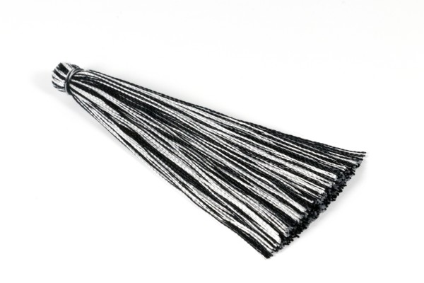 Quasten, Seide, Schwarz/Weiß, 65mm