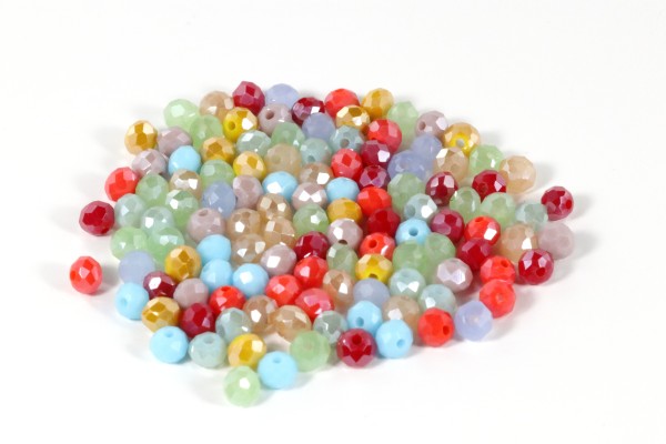Glasschliffperlen, Rondelle, Bunt gemischt, 122 Stück