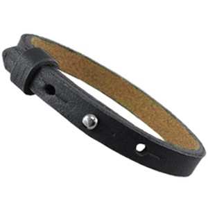 Cuoio Armband, 8mm, Leder, Schwarz, 23cm