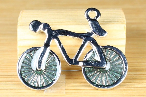 Anhänger, Rad, Epoxyauflage, Oliv, 34x27 mm