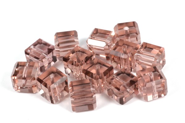 Kristallglaswürfel, Altrosa, 8x8mm