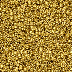 Saatperlen aus Glas Metallic Shine Yellow Goldfarben rund 2 mm 12/0 – 15 g