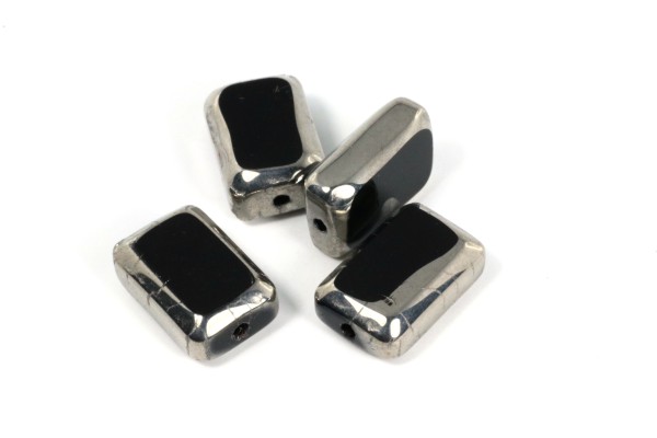 Fensterperlen, Glas, Schwarz, 12x8mm