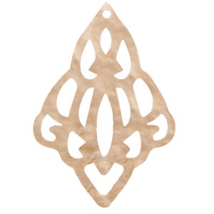 Resinanhänger, Barock, Diamantform, Light Semolina Beige, 42x65mm