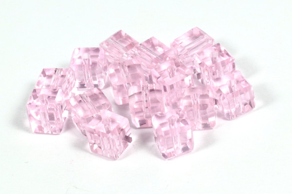 Glaswürfel, Kristallglas, Rosa, 7x7mm