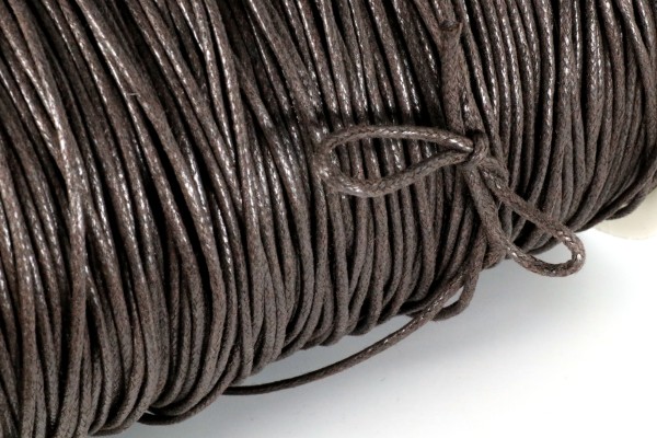 Baumwollband, gewachst, Dunkelbraun, 1.5mm