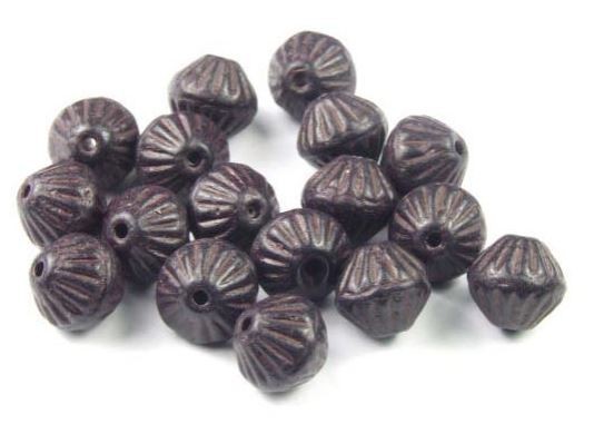 Doppelkegel, böhmisches Glas, Schwarz-Bronzefarben, 7x8mm