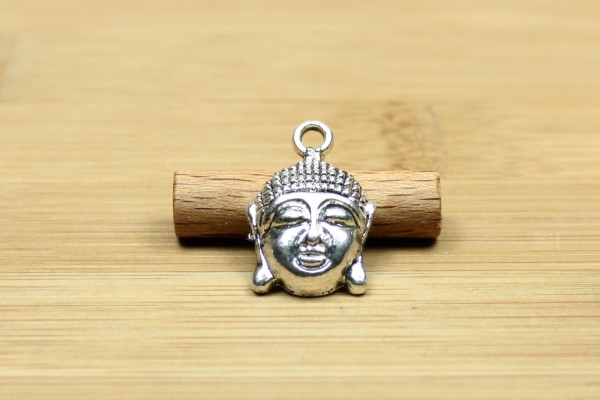 Anhänger, Buddhakopf, Silberfarben, 22x15mm