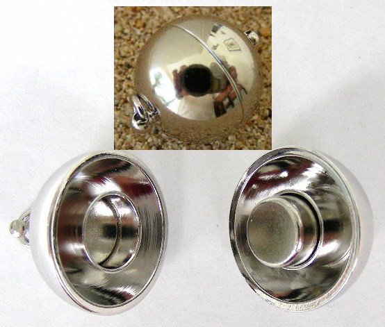 Magnetverschluss, rhodiniert, Silberfarben, glänzend, 14mm