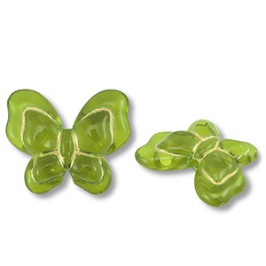 Acrylperlen, Schmetterling, verziert, Olivgrün-Goldfarben, 17.5x20.5mm