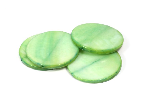 Muschelperlen, Scheiben, Grün, 30mm