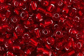 Rocailles, rund, Dunkelrot mit Silberfolieneinzug, 15gr., 12/0, 2mm