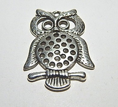 Anhänger, Eule, Silberfarben, 46x35mm