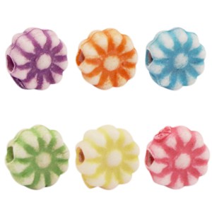 Blumenperlen, Acryl, bunt gemischt, 6mm