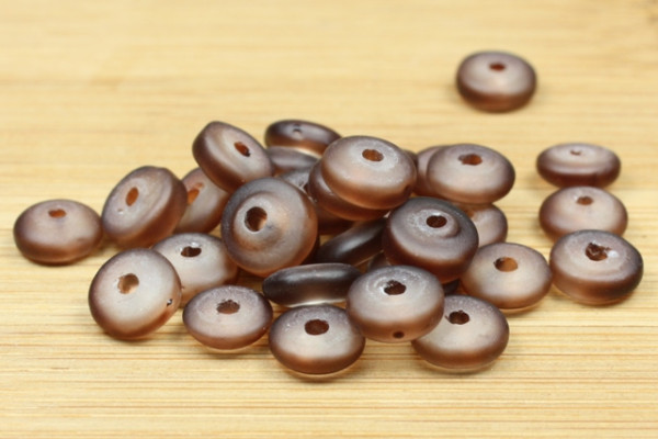 Glasperlen, Scheiben, matt coffee, 8x3mm