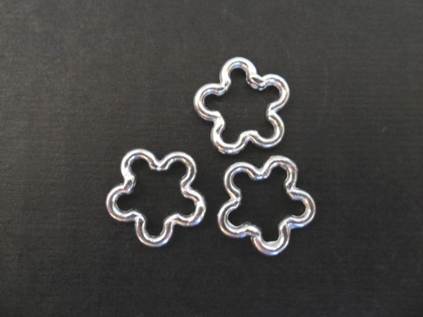 Rahmenperle, Blume, Silberfarben, 16x2mm