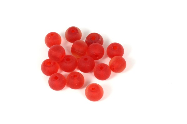 Glasperlen, Rot, mattiert, 6mm