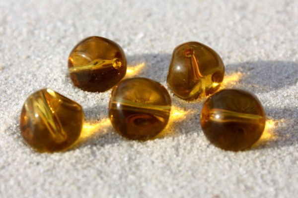 Glasperlen, Nugget, Bernstein hell, 9mm
