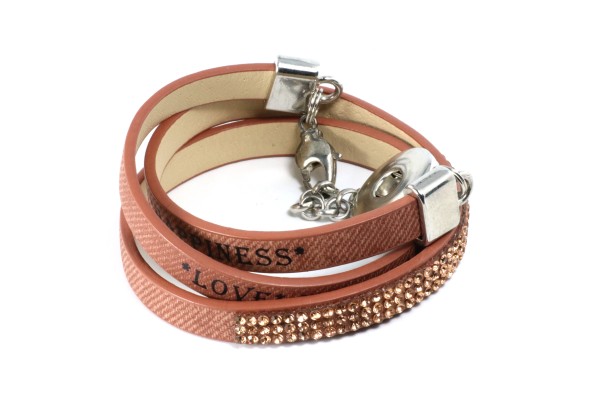 Wickelarmband für 1 Druckknopf, Braun, 55cm