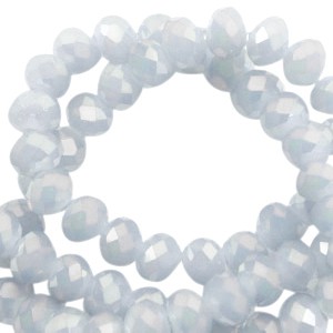 Schliffperlen, Rondelle, Light Grey-Pearl Diamond coating, 4x3mm