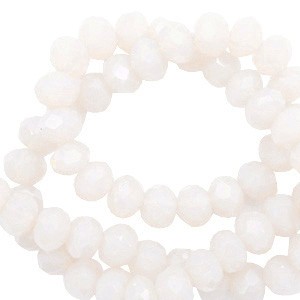 Schliffperlen, Soft White-Pearl Shine coating, 6x4mm