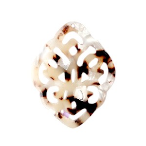 Anhänger für Ohrringe, Raute, Barock, Mixed Beige Brown, 33x42mm