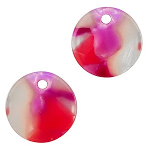 Resin Anhänger, rund, Multicolor Pink, 12mm