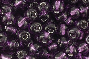 Indianerperlen, rund, Lila mit Silberfolieneinzug, 15gr., 8/0, 3mm