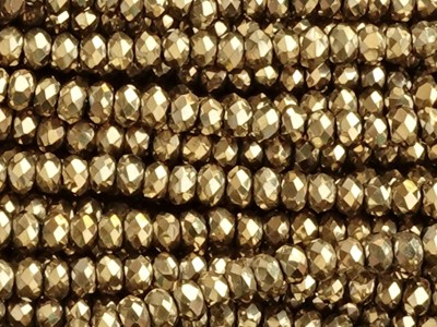 Schliffperlen, Rondelle, Goldfarben, 1.7x2.5mm, ca. 175 Stück per Strang