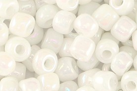 Glas-Rocailles rund 4 mm – Weiß AB, schimmernd, 15 g